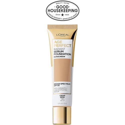 L'Oreal Paris Age Perfect Radiant Serum Foundation with SPF 50, Cream Beige, 1 Ounce