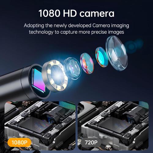 Dual Lens Endoscope Camera with 8 LED Lights, Inspection Borescope Camera with 4.3 IPS 1080P HD Screen, 16.4FT Semi-Rigid Cord Cable Bore Scope, IP67 Waterproof for Sewer Car Wall Plumbing HVAC