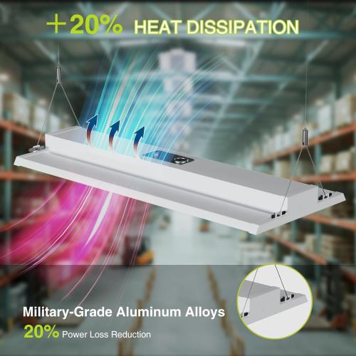 YXL 4 Pack 210W LED Linear High Bay Shop Light, Larger Central Lighting Area, 31500LM, 120-277V, 0-10V, 5000K, Commercial Linear High Bay Led Shop Lights for Warehouse Industrial Garage Workshops,