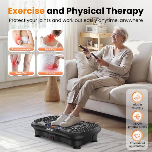 Vibration Plate Fitness Platform Exercise Machine Body Vibrating Board | Curved Design Powerful 200W Bluetooth Oscillating Shake Plate for Lymphatic Drainage Recovery Whole Body Toning With Handles