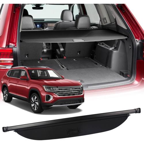 Marretoo Cargo Cover for VW Atlas 2018 2019 2020 2021 2022 2023 2024 2025 Volkswagen Accessories Black Retractable Trunk Cover Privacy tonneau Shield Shade Replacement for 3CM061167ZRX