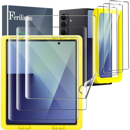 Ferilinso [Auto Dust Install] 3 Pack Inside Screen Protector for Samsung Galaxy Z Fold 7 [Phone Case Friendly], with 3 Pack Back Tempered Glass Film Accessories