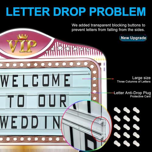 Bottle Service Lights, Custom Wedding Sign with 4 Interchangeable Letter Sets & 1 Numbers Set, LED Handheld Marquee Sign for Birthdays, Bachelorette & Club Nights & Party Photos(VIP)