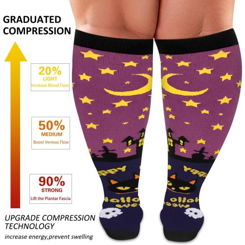 Set of 3 Plus Size Diu Life 3 Pairs Plus Size Compression Socks for Women and Men Wide Calf Extra Knee High Support for Circulation