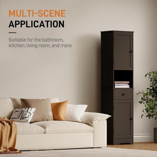 Size 14.96 W x 11.61 D x 63.38 H Color Black Tall Bathroom Cabinet, Storage Cabinet with 2 Doors & 2Drawer, with Ajustable Shelve, for Bathrooms, Kitchens,Entrances,Bedrooms（Black）