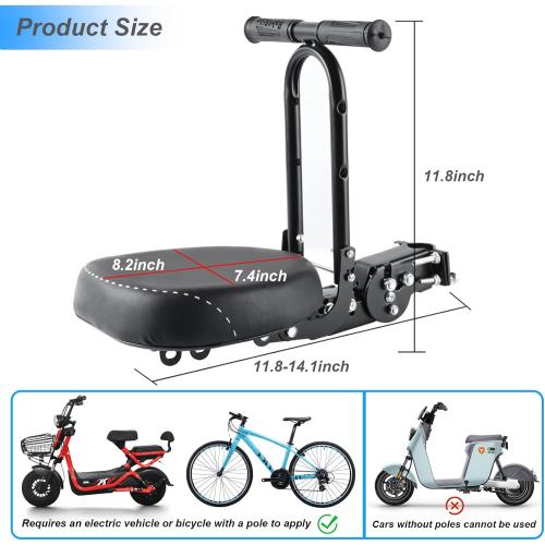 Bike Child Seat,Front Mount Detachable Bicycle Kids Seat, Child Seat with Shock Absorbing Pedal Guardrail，Suitable for Pedal Scooter Motorcycle Bicycle