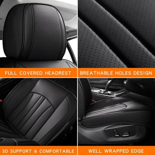 Car Seat Cover Full Set, Leather Car Seat Cover, Waterproof Seat Covers, Car Seat Cushion, Nappa Leather Seat Covers Car Seat Protector Universal Fit Most Cars Black