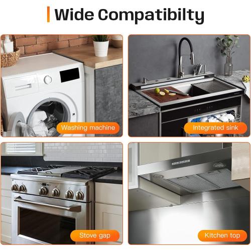 Stainless Steel Stove Gap Covers,Stove Gap Filler, Range Trim Kit, Stove Gap Guards, Heat Resistant and Easy to Clean, Easy retractable Length 13.8 to 27.5, Width 0.79,Black(2PCS)