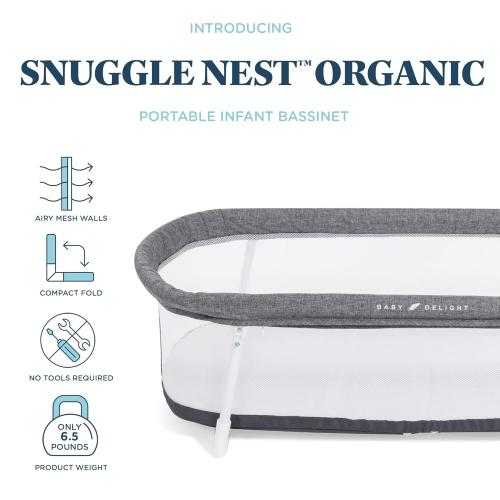 Baby Delight Snuggle Nest Bassinet, Portable Baby Bed, for Infants 0 – 5 Months, Charcoal Tweed