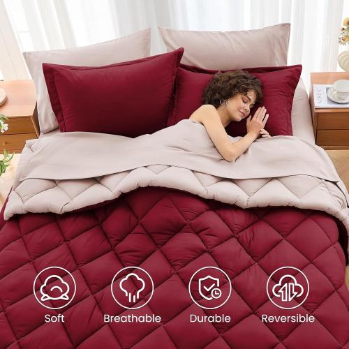 Comforter , Reversible Bed in a Bag All Season Beddingwith Comforter,