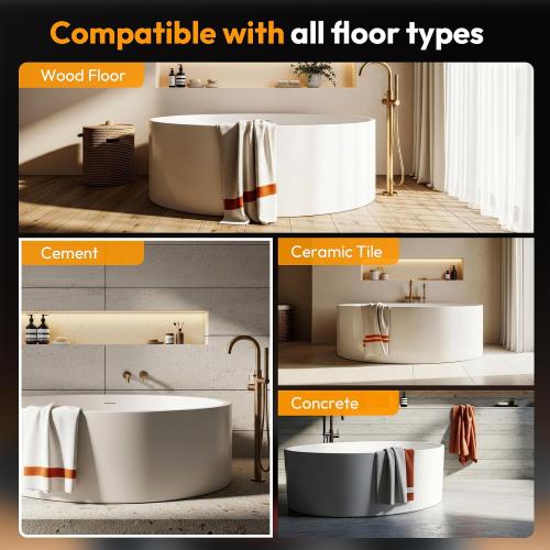 Freestanding Tub Drain, PVC Free Standing Tub Drain Kit for All Freestanding Bathtubs,1-1/2” to 2” Drainage Pipe Fitting, Brass Tailpipe, Quick Installation and Removal