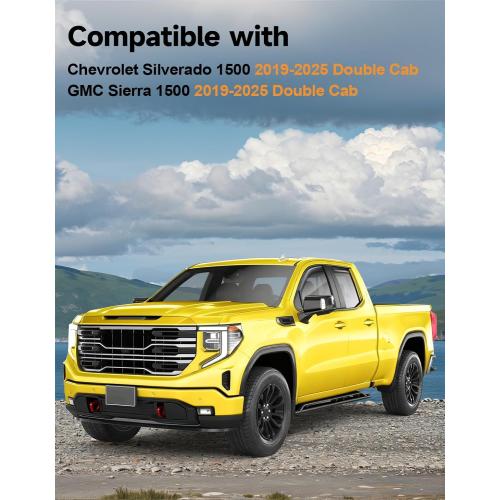 in-Channel Window Rain Guards Fit for Chevy Silverado GMC Sierra 1500 2019-2026 Double Cab Rain Guards Extra Durable Side Window Deflectors Truck Vent Visors Vent Shades Car Accessories