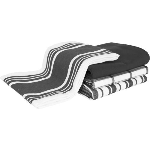 All-Clad Woven Bistro Kitchen Towels: Highly Absorbent, Super Soft Long Lasting - 100% Cotton, 20x30 Dish Towels for Cleaning & Drying Dishes, Pans, Glassware, or Countertops, (6-Pack), Black