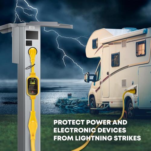 Kohree 30 Amp to 50 Amp RV Adapter with Surge Protection, 8000 Joules RV Surge Protector 30/50 Amp, Circuit Analyzer for Camper Trailer, NEMA TT-30P to NEMA 14-50R