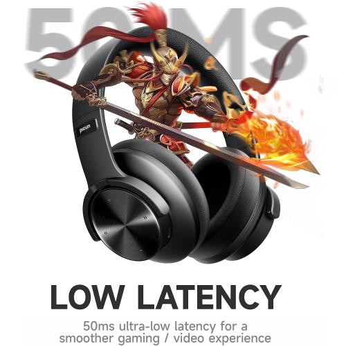 Picun B8 Bluetooth Headphones, 120 Hours Playtime, 3 EQ Modes, Deep Bass, Over Ear, Black