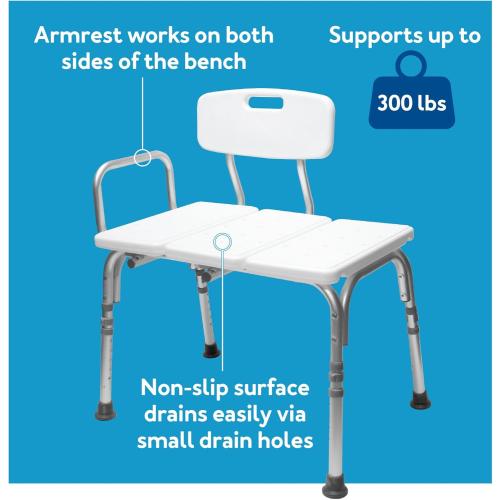 Carex Shower Bench and Shower Chair For Elderly and Disabled with Height Adjustable Legs, Tub Bench Converts to Right or Left Hand Entry, Shower Chair For Bathtub