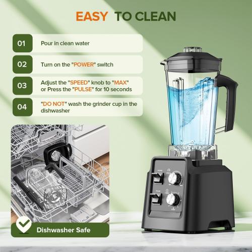 Blender for Smoothies, Blender with 68Oz. Pitcher & 20Oz. Grinder, 28000 RPM Blenders for Kitchen, Ice Crushing, Frozen Fruits, Blending, Black