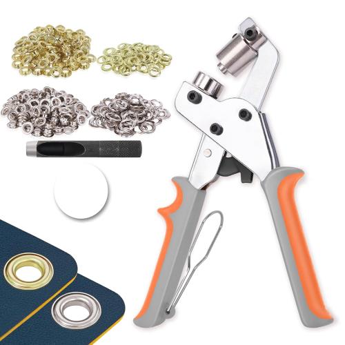 Grommet Tool Kit with 200 pcs 3/8 Inch 10mm Grommets, Heavy Duty Grommet Kit, Grommets Pucher with Hole Punch and Eyelets, Eyelet Pliers Kit for Tarp, Fabric, Banner, Canvas