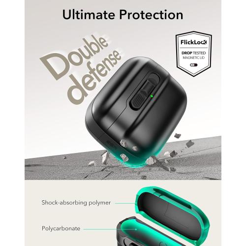 ESR for AirPods Pro Case (2023/2022/2019, 2nd/1st Gen), Compatible with Airpods Pro 2 (USB-C/Lightning Cable), MagSafe Ready, Magnetic Lid Lock, Full Drop Protection Cover with Lanyard, Black