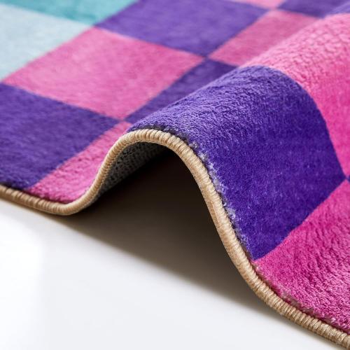 Size 8x10 Color Multicolored Checkerboard Washable Rug 8x10 Ultra Thin Retro Aesthetic Funky Area Rugs Carpet for Living Dining Room Bedroom Kitchen Office Dorm, Colorful Checkered Modern Geometric Carpet