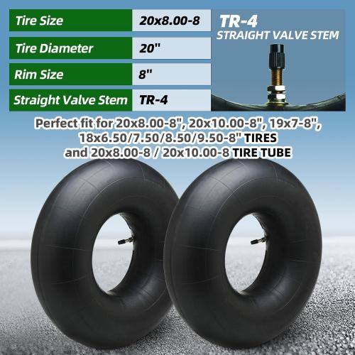 AR-PRO (2 Packs 20x8.00-8, 20x8-8, 20x10.00-8, 20x10-8 Inner Tube Replacement with TR-4 Straight Valve Stem for Mower/Tractor/Golf Cart/Garden Trailer and More