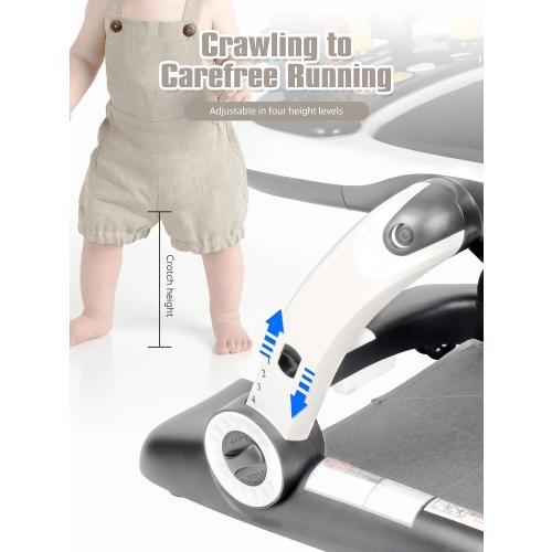 Music and Lights Baby Walker with Wheels, 6 in 1 Baby Activity Center w/Ergonomic backrest Design, Baby Walkers for Boys w/Foot Pads, Music Bouncer Walkers for Boys Girls Babies 6-18 Months, D Grey