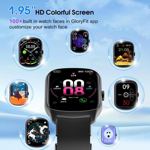 Smart Watch for Men Women, 1.95HD Smartwatch (Dial/Answer Calls), Heart Rate/Sleep Monitor Fitness Smartwatch, Curved Screen Watches, 112  Sports Modes Activity Trackers,IP68 Waterproof, Black
