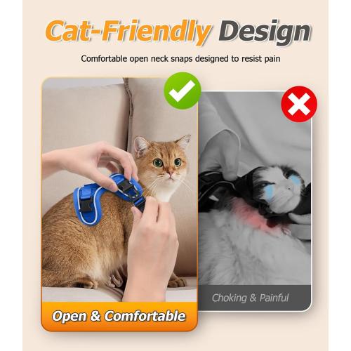 size XS Halypet Cat Harness and Leash Set [MAX Safety 4th-Gen Upgrade] Escape Proof Adjustable Cat Leash Comfortable Soft Vest Easy to Wear Kitten Harness with Reflective Strip for Cats Walking, XS Blue