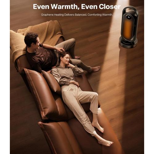 RANVOO Space Heater, Electric Portable Heaters for Indoor Use with Thermostat, Wide Oscillation, ECO and Fan Mode, 1-12H Timer, 1500W PTC Ceramic Fast and Safe Heater for Office, Large Room