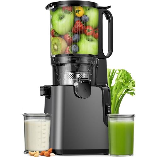 Juicer Machines with 5.8 Large Chute, 2-in-1 Cold Press Juicer for Whole Vegetables Fruits 400W, Masticating juicer Easy to Clean Juice Extractor Machine for Making Nut Mike, Juice, Premium Gray