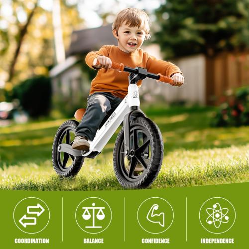 Ridego 12 or 14 Inch Balance Bike for Kids 3-7 Year Old,Lightweight Kids Bike with Adjustable Seat, Push Bicycle with Air Rubber Tires，Ride-on Toys Birthday Gift