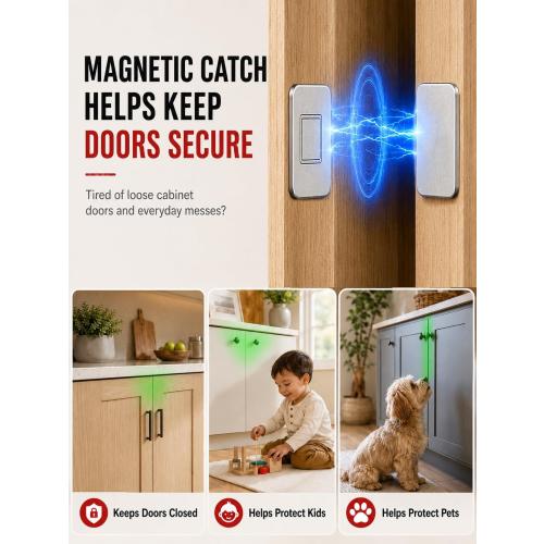 8 Pack Magnetic Cabinet Door Catch, Ultra Thin Cabinet Door Magnets with Strong Adhesive, Magnetic Cabinet Latch for Kitchen Cabinets, Bathroom Vanities, Closets, Cupboards and Drawers‼️incomplete‼️