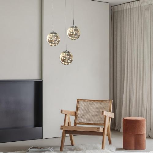 Pendant Lights Modern Crystal Chandeliers Hanging Light Fixture for Kitchen Island Sphere Pendant Light,Adjustable Chandelier for Dining Room,Foyer,Living Room Entryway