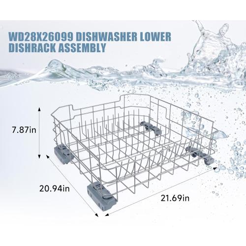 WD28X26099 WD28X34744 Dishwasher Lower Rack Compatible with GE Dishwashers - Replaces WD28X24396,WD28X22659,WD28X28918. Fits Models GDF510PSR3SS, GDF510PSM0SS, GDF510PSMOSS, GDF535PSR0SS, GDF510PSR6SS