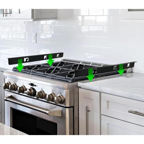 Stove Gap Covers,Stove Gap Filler, Range Trim Kit, Stove Gap Guards, Heat Resistant and Easy to Clean （Aluminum Black 23.4 in.）