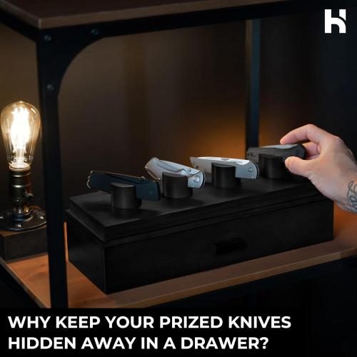 Holme & Hadfield Premium Knife Display Case for up to 10 Knives – Handcrafted Wooden Pocket Knife Organizer for Collections – Birthday Gift for EDC Collectors – Luxury Built to Last