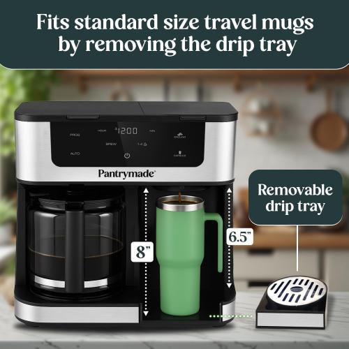 Black Deluxe 12-Cup Coffee Maker & Single Serve Brewer – Programmable, K-Cup Compatible, Adjustable Brew Size, Glass Carafe, Auto Shut-Off - Ideal for Home or Office