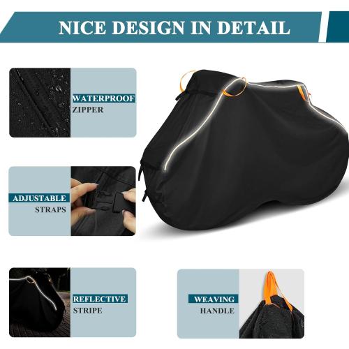 Bike Cover for Transport on Rack for 2 Bikes - Heavy Duty Oxford 600D Bicycle Cover - on Rear Bike Rack with Adjustable Cargo Net for Resistance to Tearing Waterproof Bike Rack Cover