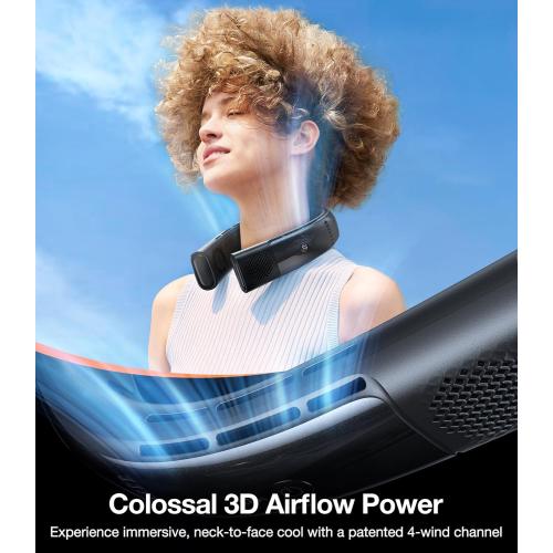 Black TORRAS COOLIFY 2S Neck Air Conditioner, Portable Personal Cooler and Heater Strong Wind, 3-Speed, App Control Neck Fan Rechargeable, Black