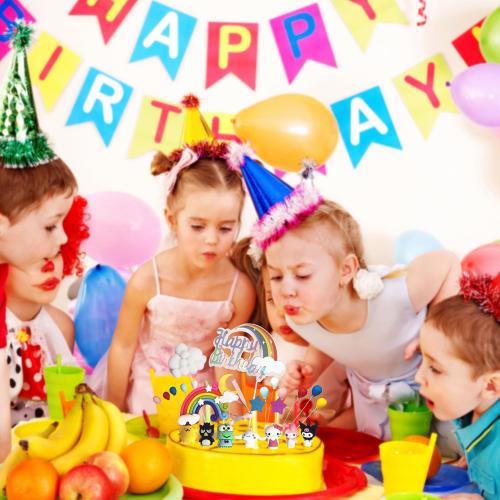 36  Pcs Kawaii Cake Decorations - Rainbow Clouds & Balloon Ball Cartoon Cake Topper - Parties Theme Supplies For Kids - Happy Birthday Cake