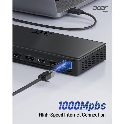 Acer 15-in-1 Laptop Docking Station Support DisplayLink Triple Monitors, USB C Docking Station, 130W Power Adapter, 10Gbps Data Transfer, 1Gbps Ethernet for MacBook Pro/Air, Acer Laptops, PC and More