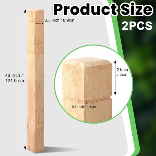 Bonerwhite 2 Pcs 3.5x3.5x48 in Solid Oak Stair Newel Post with A Single Groove Notched Wood Balusters for Staircase Handrails Interior Wood Newel Post Interior Railing for Stair Handrails Railing Kit