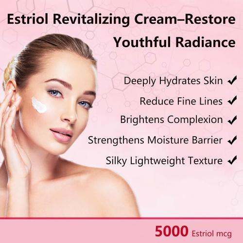 Estriol Face Cream for Women: Natural Bioidentical Moisturizer Cream with Wild Yam for Hormone Balance, Hydrates, Firms & Revitalizes Skin, 4.06 fl. Oz(3 Month Supply)