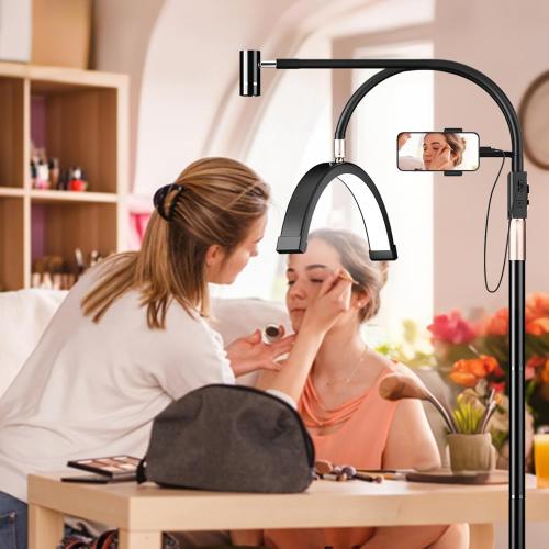 Half Moon Lash Light for Lash Tech, 3-in-1 Professional Esthetician Light with UV Lash Lamp & Phone Holder, Adjustable Height&Brightness for Tattoo,Nail Art,Skincare,Salon,Spa (Black)