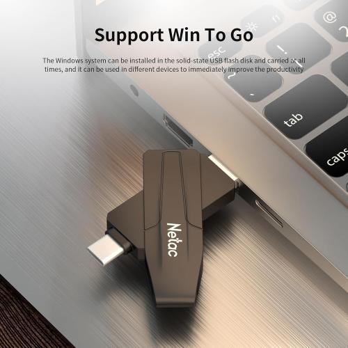 Netac 128GB Portable External USB Solid State Drive up to 550MB/s Type-c and USB 3.2 Dual Interface for Data Storage, Expansion of Storage for Photos/Videos/Music/Files, US8