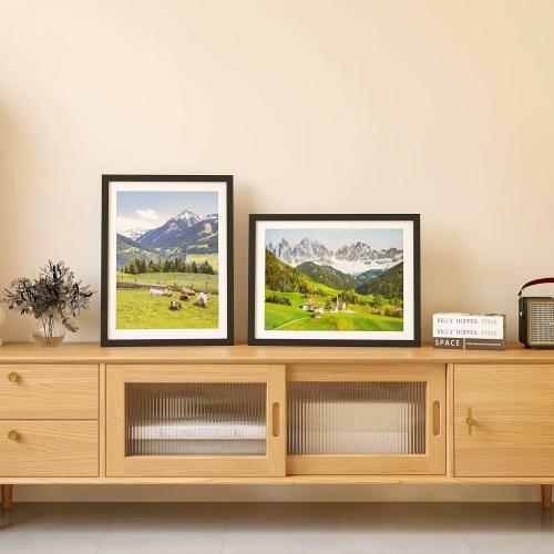 KINLINK 12x16 Picture Frame Black, Wooden 16x12 Photo Frames with Plexiglass for 11x14 Picture with Mat or 12x16 Without Mat, Perfect for Art Wall and Tabletop Display 12 x 16 frame Set of 4