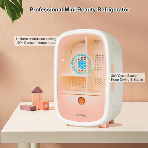 JSTPRO Skincare Fridge 12 Liter, Beauty Fridge for Comestic storage 10°C/50°F   Intelligent Constant Temperature Control Mini Refrigerator, White Compact Cosmetics Refrigerator for Makeup Lipstick