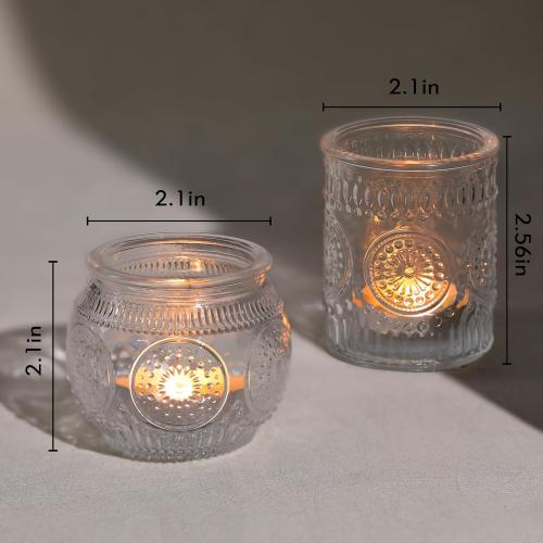 15pcs Clear Assorted Votive Candle Holders for Table Centerpieces, Glass Tea Lights Candle Holder for Wedding Decorations, Vintage Boho Home Tea Party Decor, Sunflower Decorations