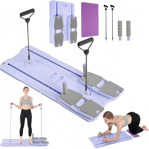Pilates Reformer Board Set - 2025 Foldable 8-in-1 Pilates Machine for Full Body Workouts, Ab Core Trainer with Resistance Bands, Portable Home Pilates Equipment for Women & Men
