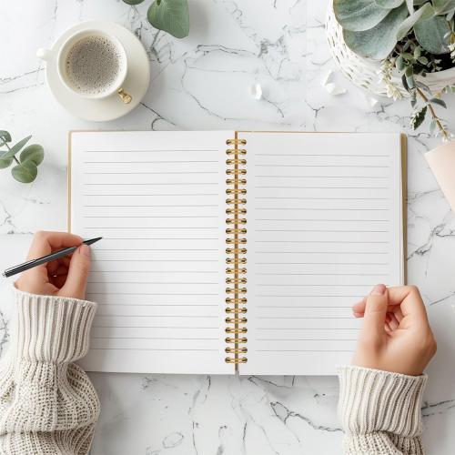 Guymn Purple Christmas Santa Notebook, Trendy Santa Xmas Journal, Purple and White Striped Christmas Hardcover Spiral Notebooks Journals, 5.5x8.3 Inch